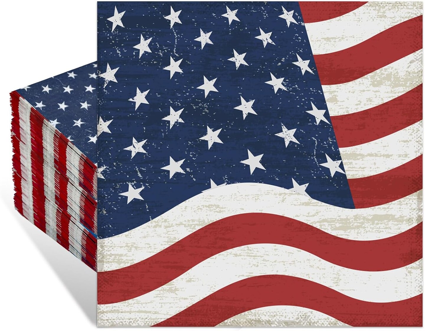 50 Pcs American Flag Patriotic Party Napkins, 4th of July Disposable 3-Ply Cocktail Paper Napkins, Red White and Blue Luncheon Napkins for Veterans Day Independence Day Memorial Day Party Decorations