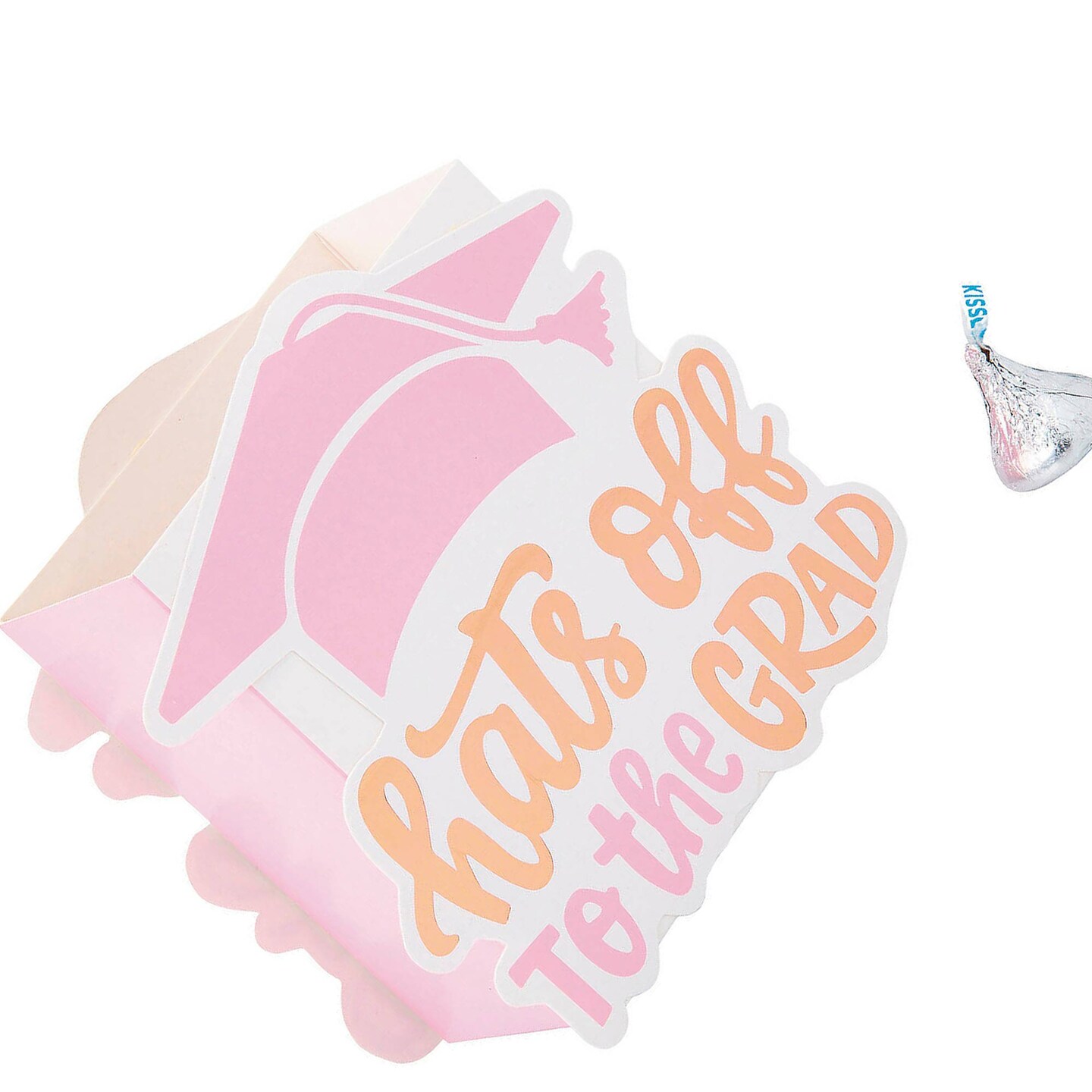 4 1/2&#x22; x 4 1/2&#x22; Graduation Party Pink Hats off to the Grad Favor Boxes 12 Pieces