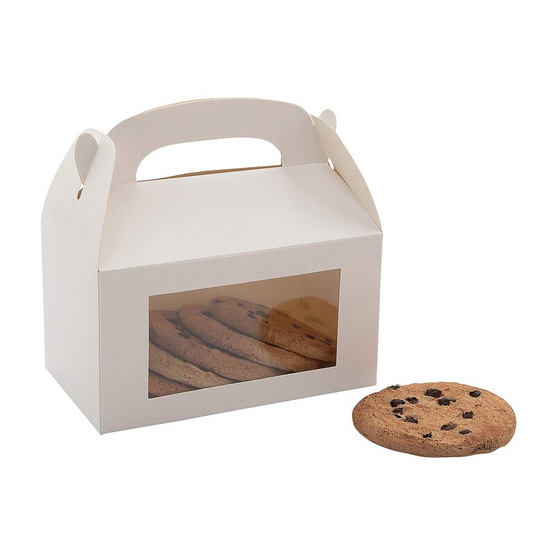 6" x 7" Orange Cardstock Treat Boxes with Display Window Set of 12
