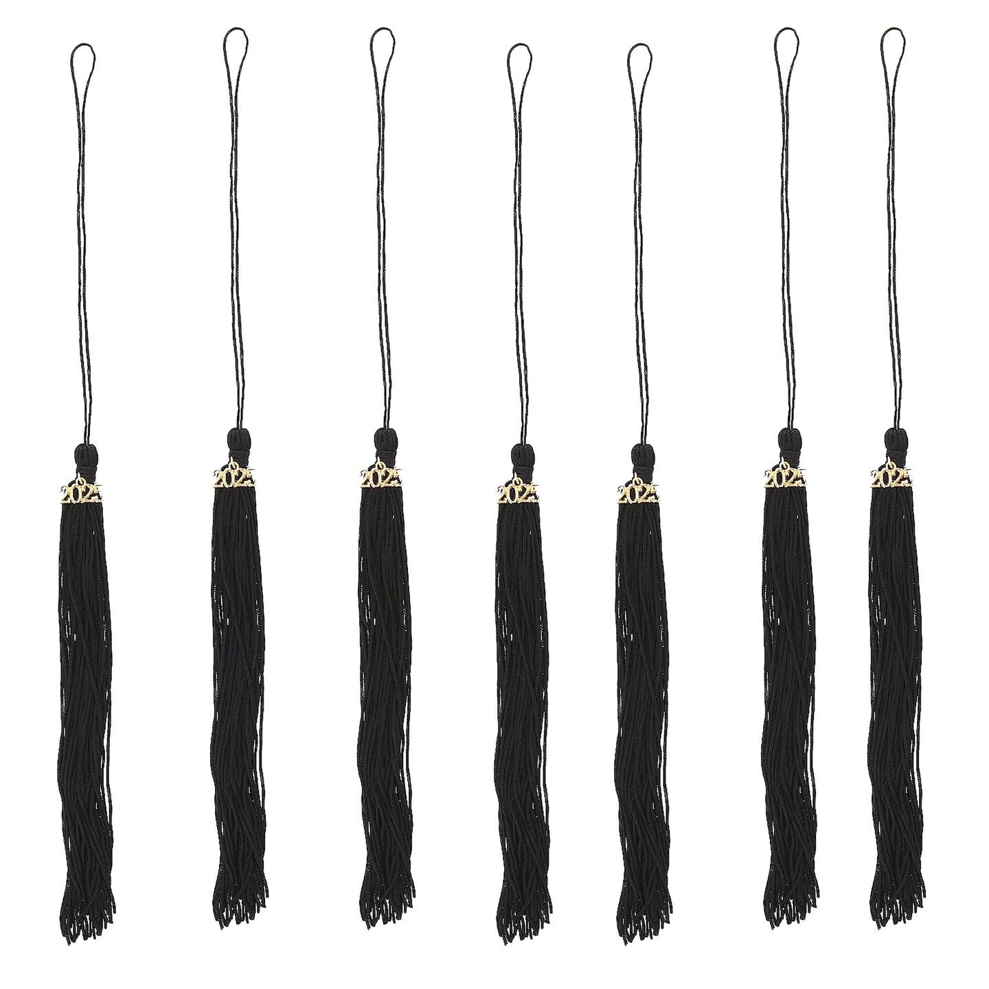 8" Black 2025 Polyester Graduate Mortarboard Tassels 12 Pieces