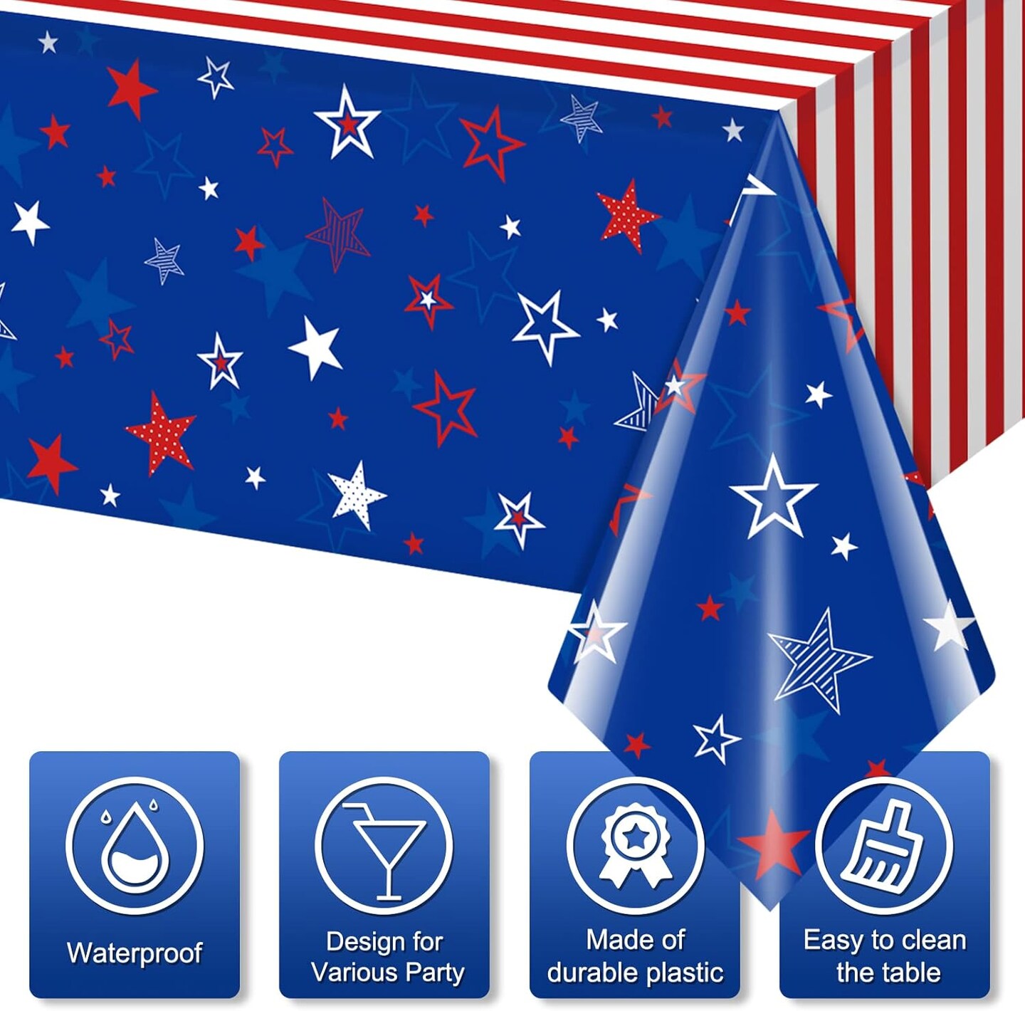 3Pcs Patriotic Tablecloths for 4th of July Decorations