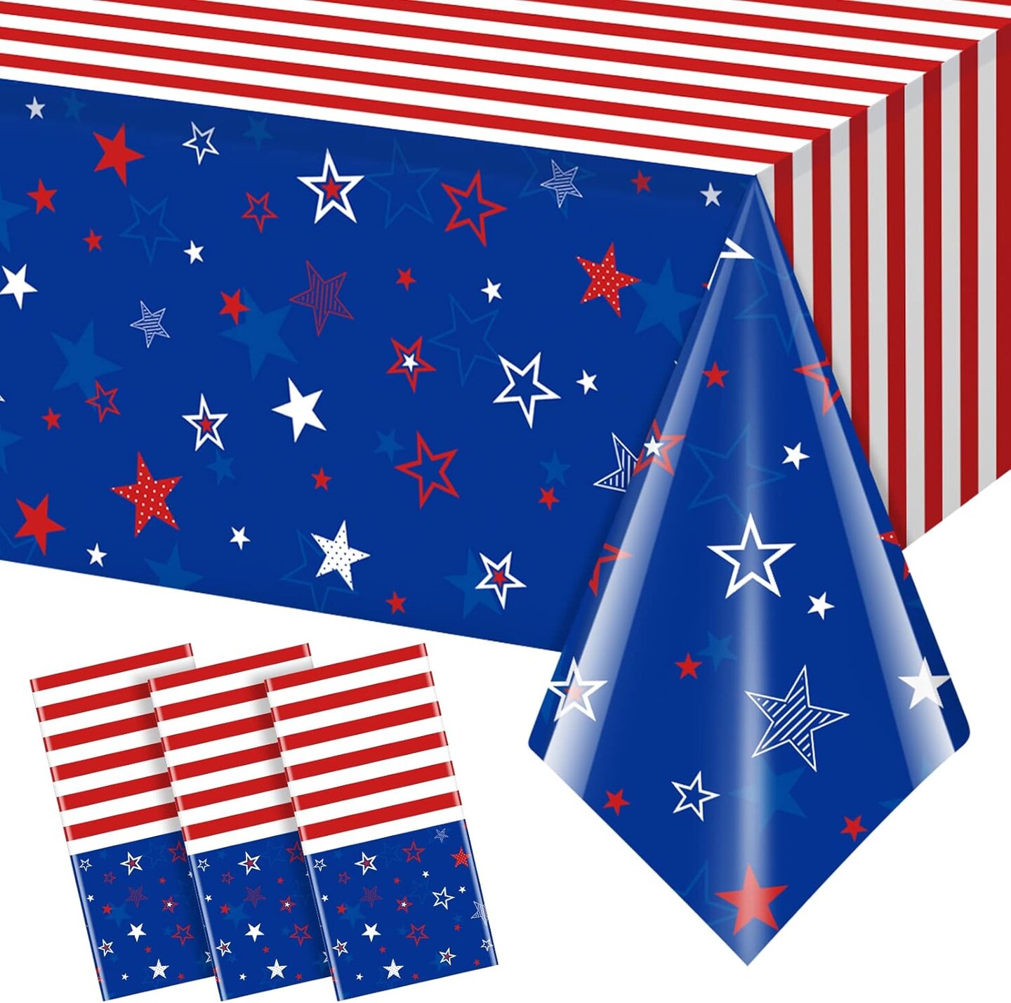 3Pcs Patriotic Tablecloths for 4th of July Decorations