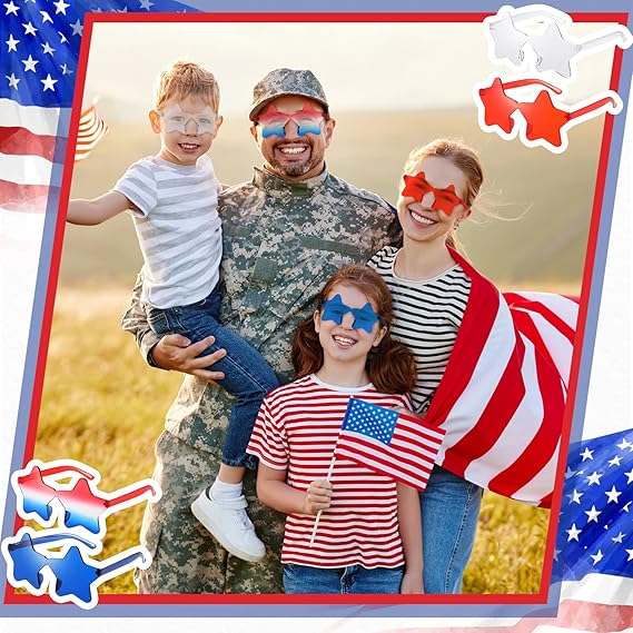 Star Shaped Sunglasses Bulk 4th of July Star Glasses Patriotic Glasses for Independence Day Party Favors