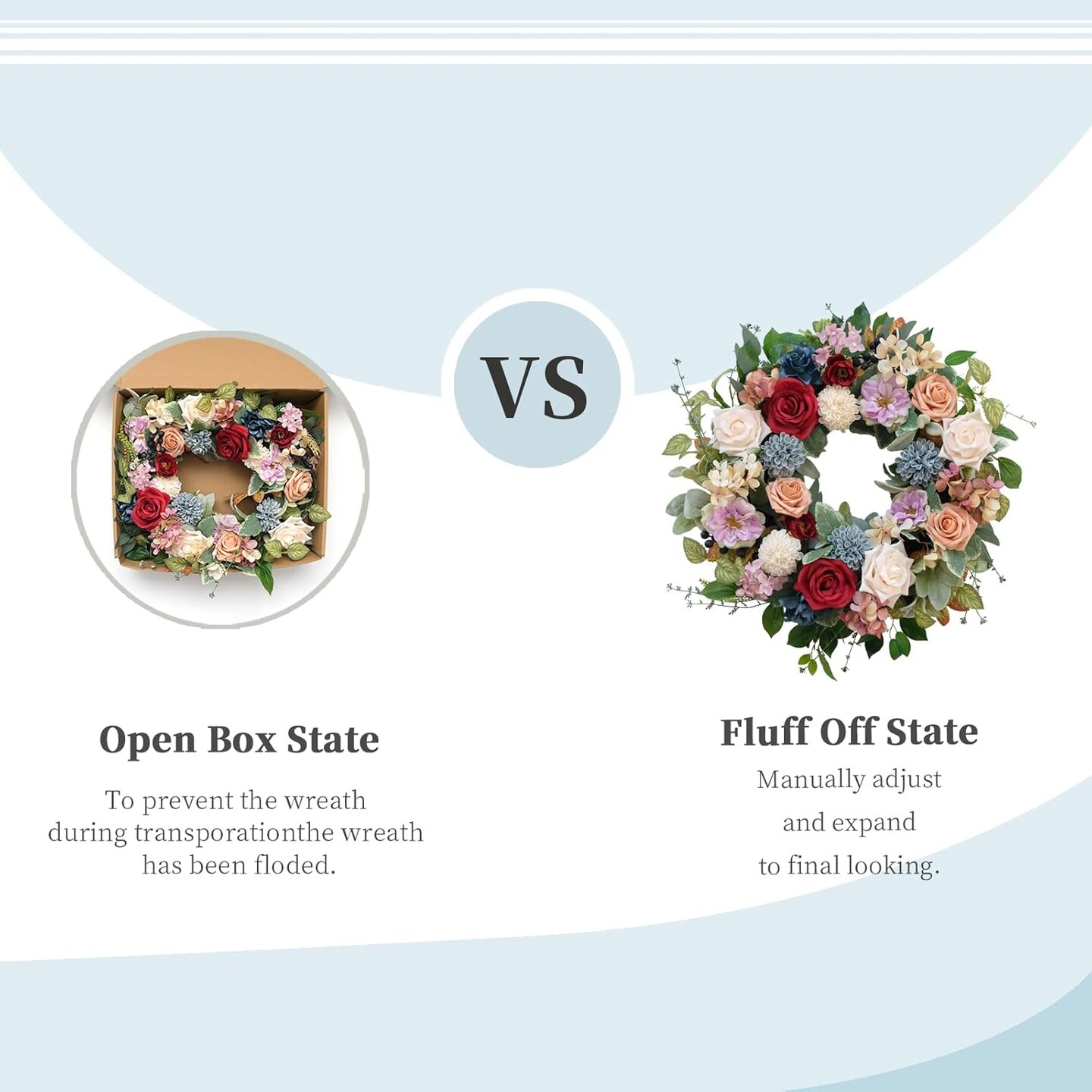 22 Inch Spring/Summer Floral Wreaths for Front Door,Artificial Valentines Day Wreath with Roses Dahlias Gardenias Hydrangeas for Home Wall Window Wedding Party Festival Decor