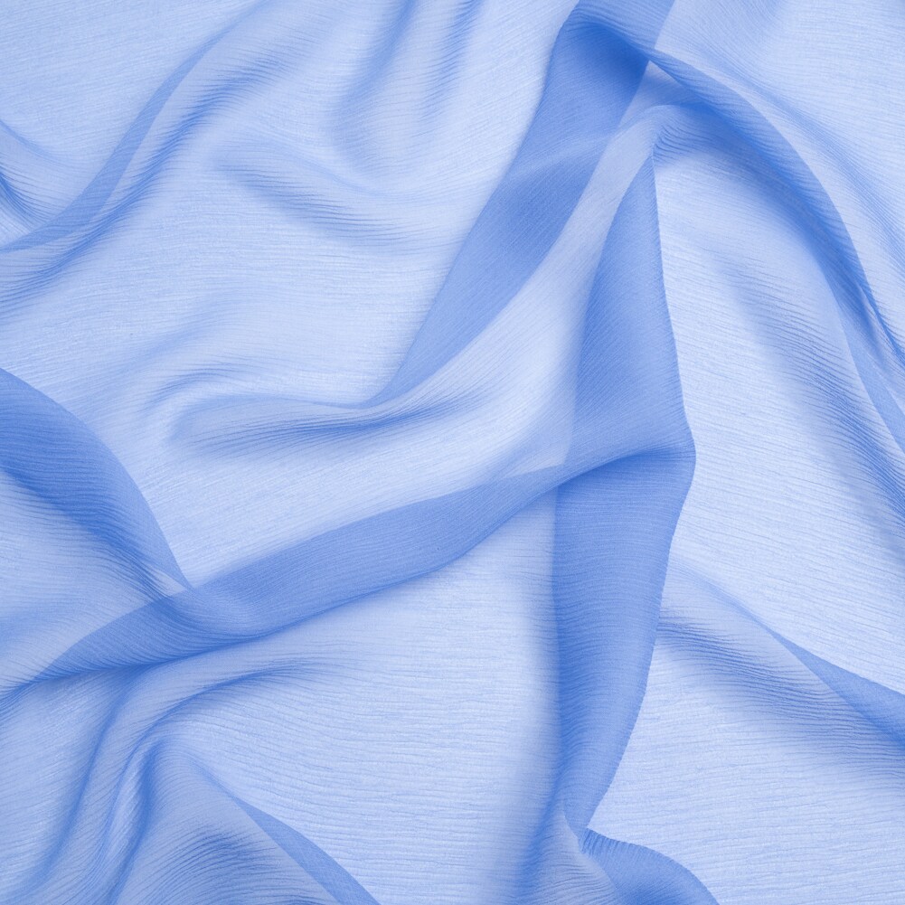 1 Yard Sheer Regatta Blue Silk Chiffon Fabric 43