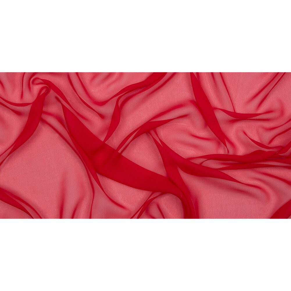1 Yard Red Silk Chiffon Lightweight Sheer Fabric for Dresses Scarves Overlays and Ruffles, 44 Inches Width