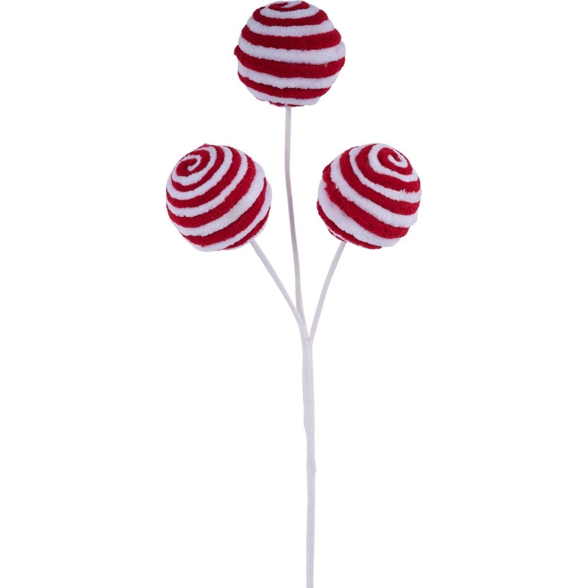 18&#x22; Chenille Striped Ball Pick: Red