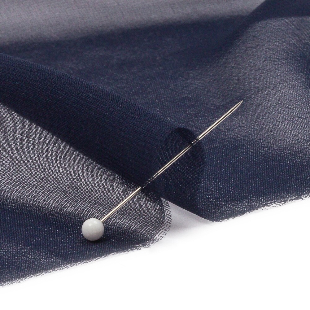 1 Yard Navy Silk Chiffon Lightweight Sheer Fabric for Bridal Dresses, 44 Inches Width