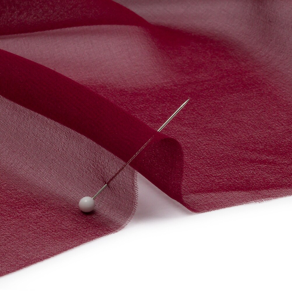1 Yard Maroon Silk Chiffon Premium Solid Sheer Lightweight Fabric 44 Inch Width