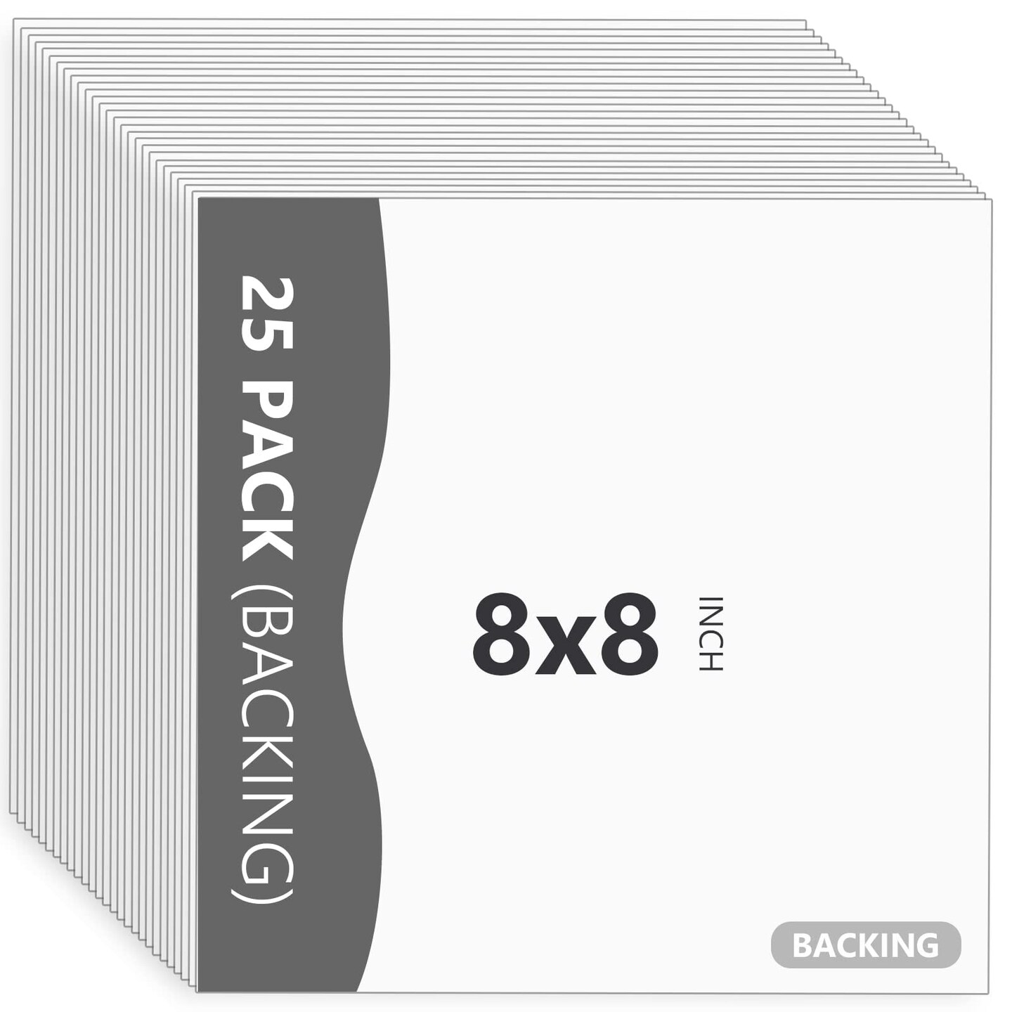 25 Pack Backing Boards Only - 8x8 Uncut White Mats Matboards, Acid Free &#x26; White Core Backerboards, Ideal for Photos/Pictures/Prints/Frames/Arts