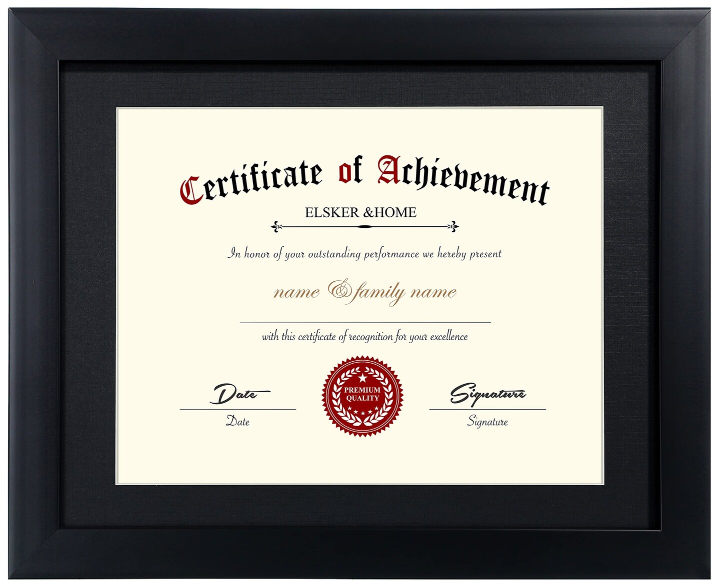 Certificate Frames 8.5 x 11 Black, Fits Diploma 8.5 x 11 with Mat or 11x14 without Mat, Document Degree Picture Award Frame with Glass for Tabletop or Wall Display