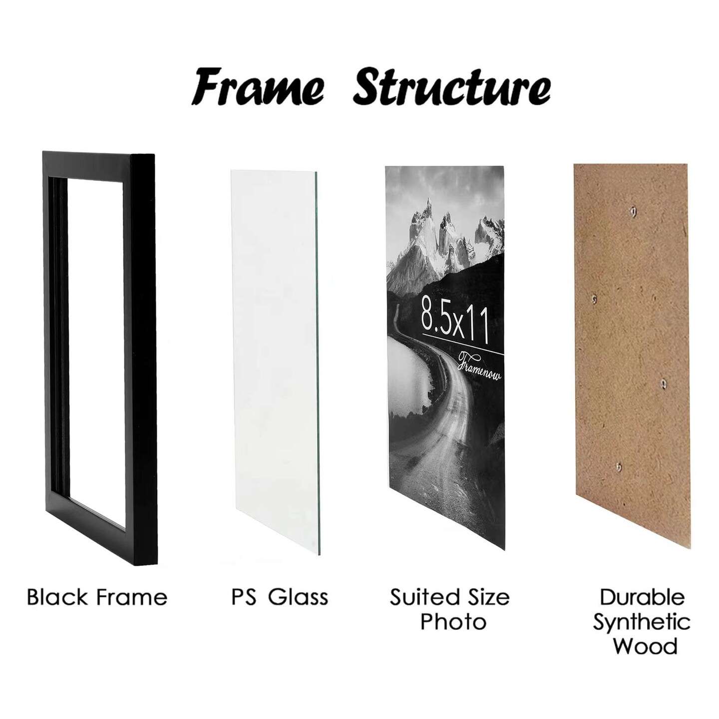 Framenow,8.5x11 Picture Frames Set of 3, Made of Real High Definition Glass and Solid Frame to Display Certificate or Pictures 8.5x11,To Wall and Tabletop Mounting, black. (8.5x11&#x27;&#x27;)