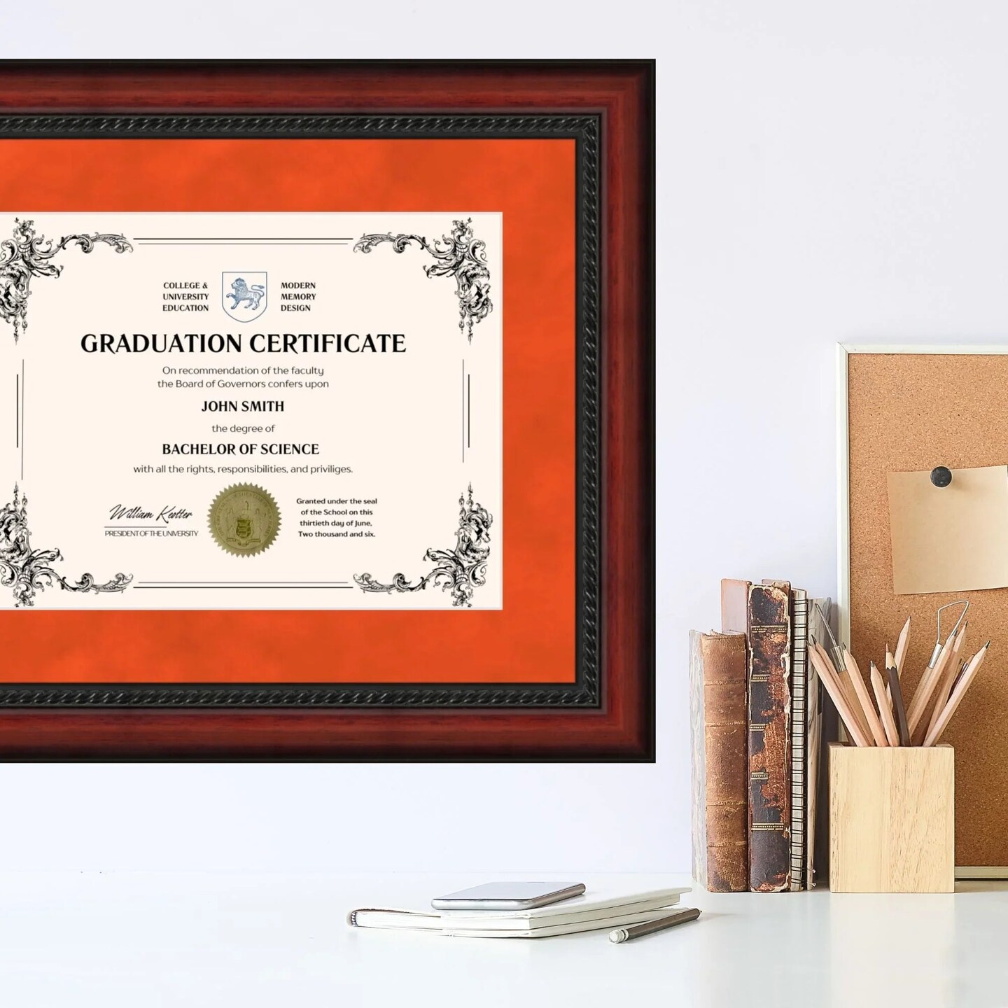 University of Virginia 11x14 Diploma Frame for 8.5x11 Certificate Orange