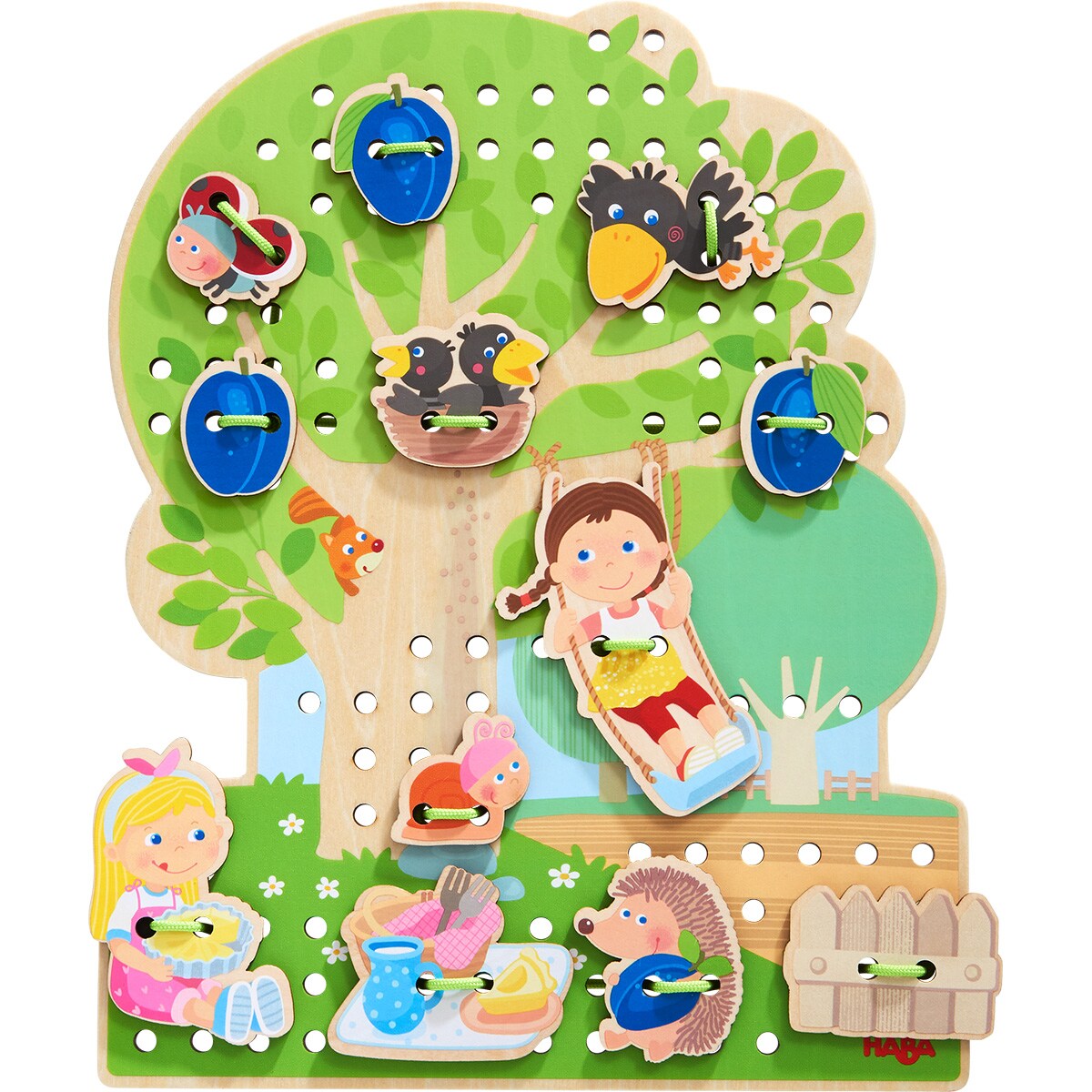 HABA Orchard Threading Game for Kids Ages 3-5, Lacing Tiles for Fine ...