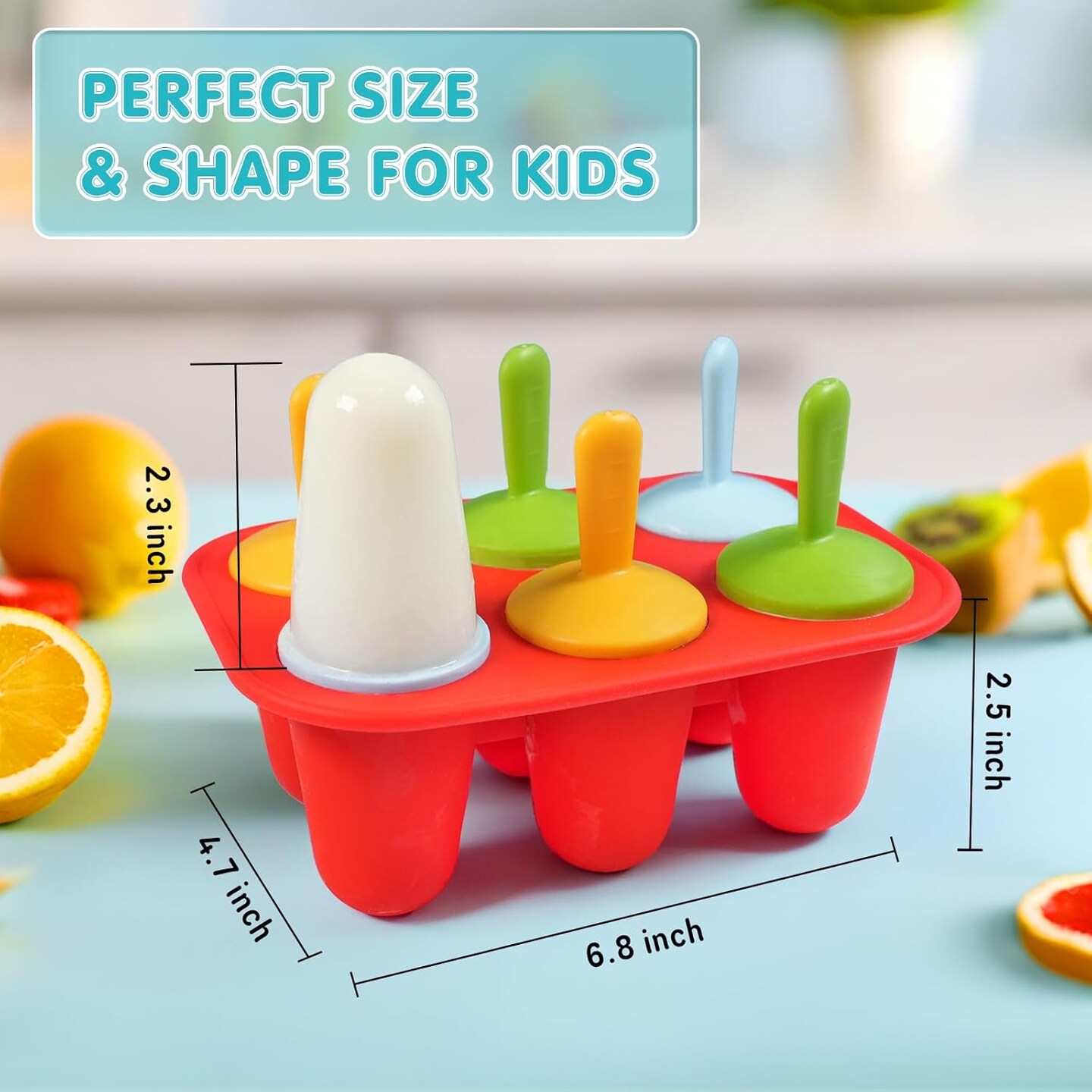 Silicone Popsicles Molds for Toddlers, 6-Cavity Non-BPA Premium Silicone Small Popsicle Molds, Ice Pop Mold with 6 Colorful Reusable Sticks for Kids (Red)