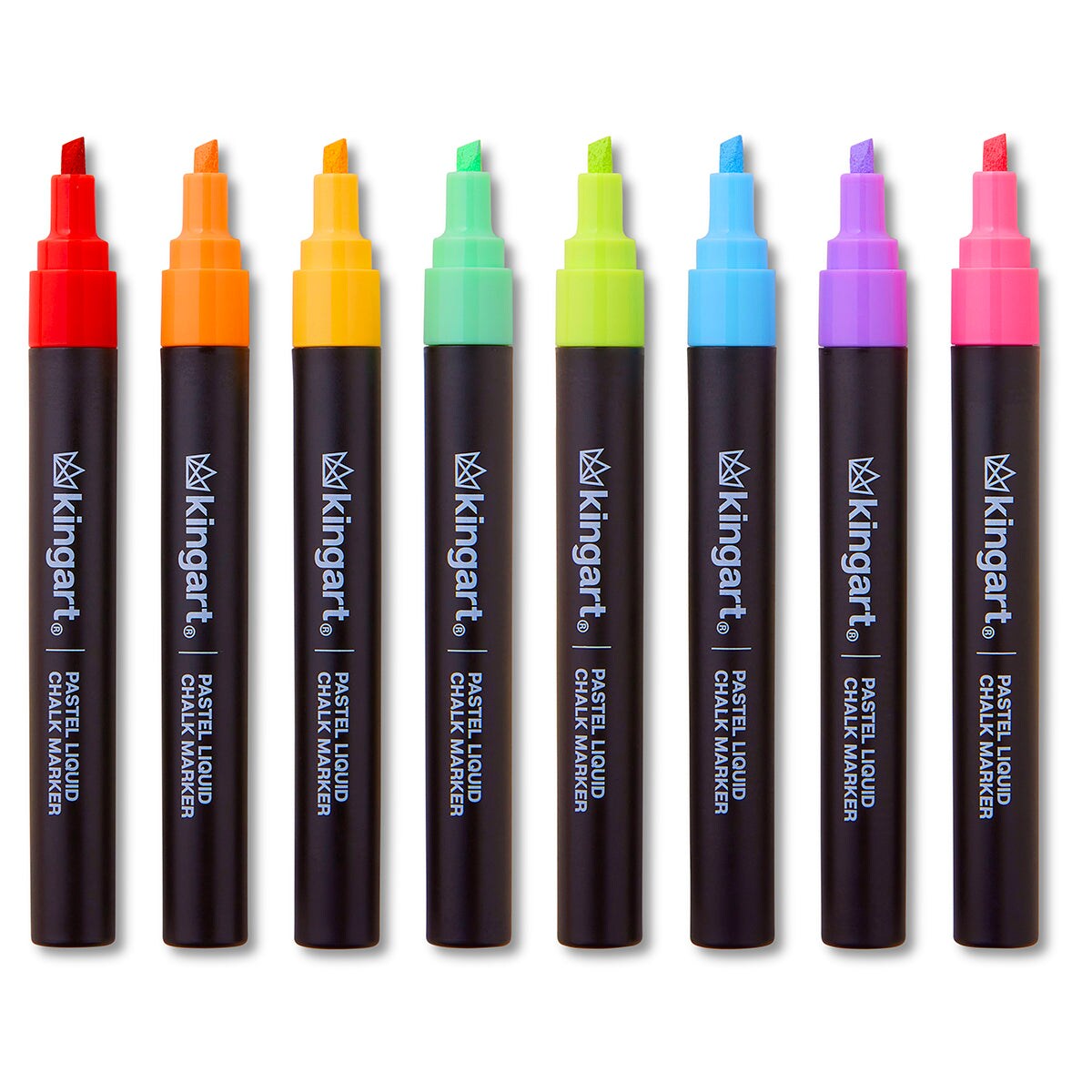 KINGART&#xAE; Liquid Chalk Markers, Pastel Colors, Round &#x26; Chisel Tip, Set of 8