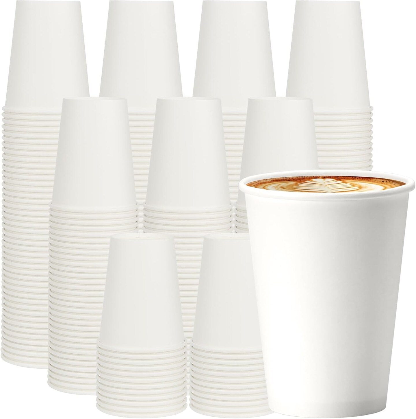 12 oz 300 Pack Disposable Paper Cups, Summer Party Tableware, Thickened Leak-Free White Cups for Hot and Cold Drinks