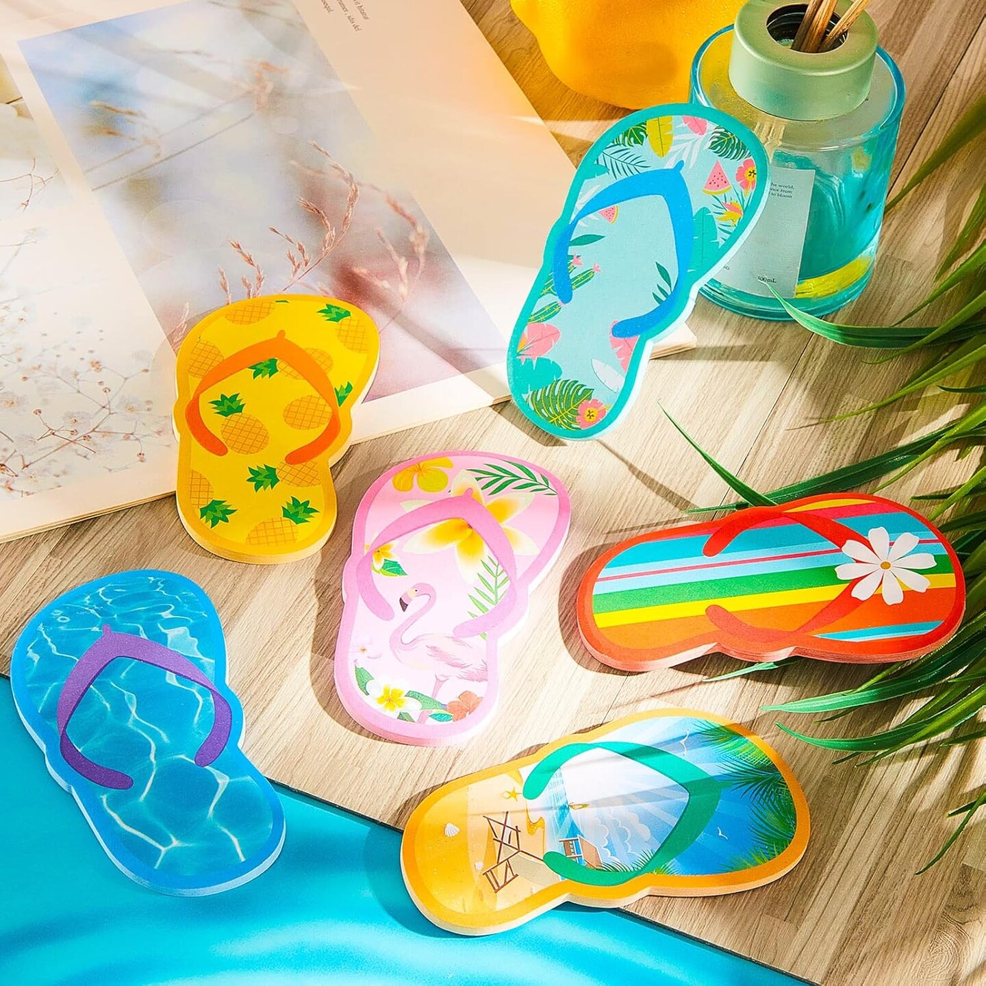 12 Packs Flip Flop Sticky Notes Luau Party Favors Hawaiian Fun Note Pads Summer Themed Flip Flop Note Pads Beach Notepad Self Stick Colorful Flip Flop Notepads Adhesive Memo Pads for Kids