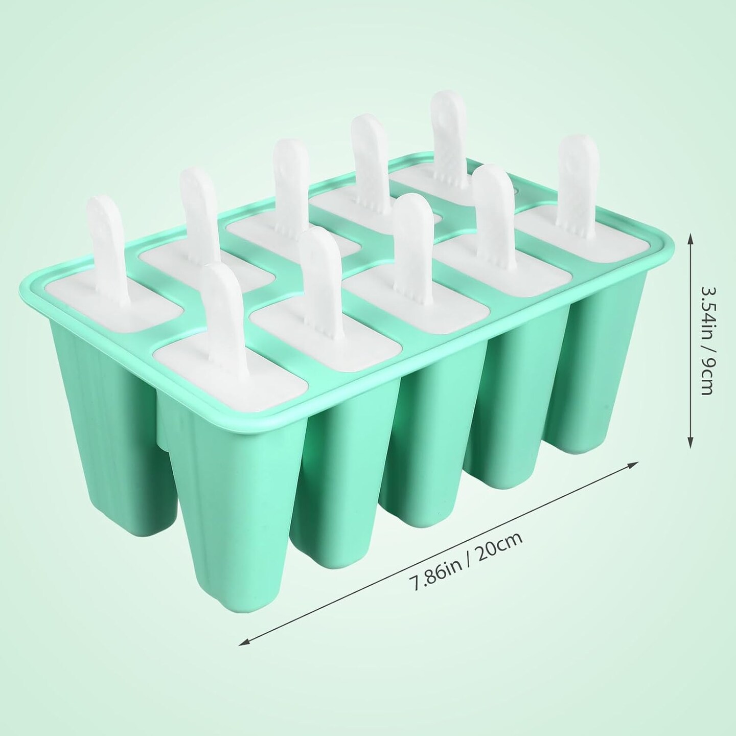 Mini Silicone Popsicle Mold, 10-cavity DIY Ice Pop Mold with Reusable Sticks,Homemade Popsicles Molds,Ice Cream Mold,Ice Pop Molds Maker (Green)