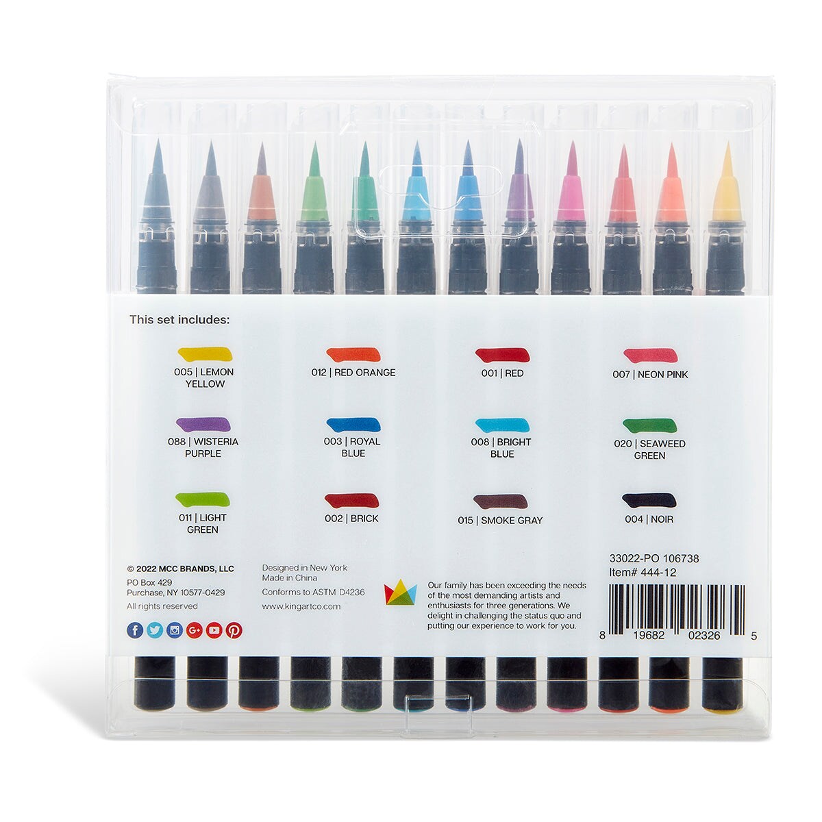 KINGART&#xAE; PRO Watercolor Brush Pens 12 Colors