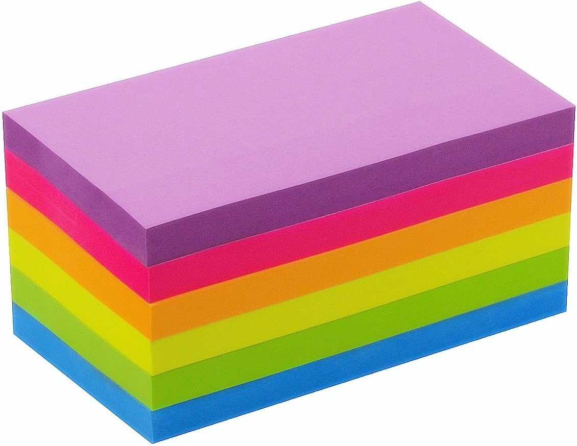 Sticky Notes 6 Bright Color 6 Pads Self-Stick Notes 3 in x 5 in, 70 Sheets/Pad