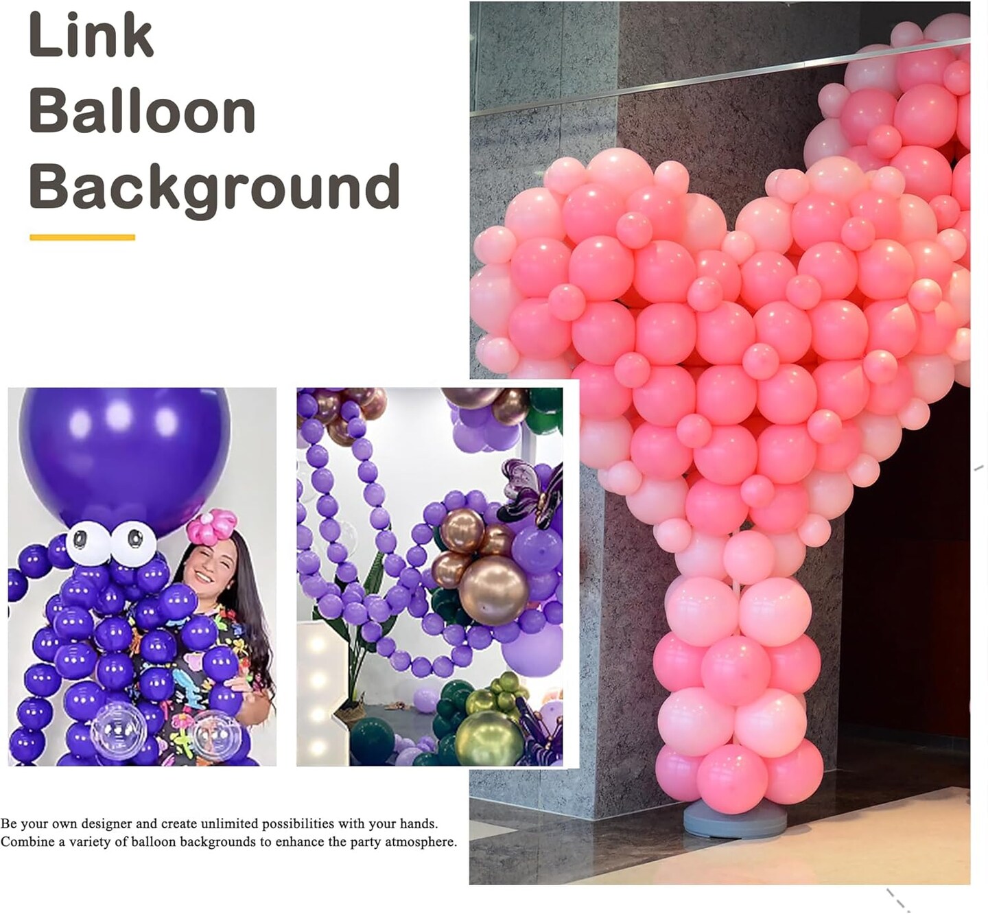 Red Link Balloons 6 Inch 120 Pcs Latex Quick Linking Balloon for Birthday Wedding Party Festival Decorations