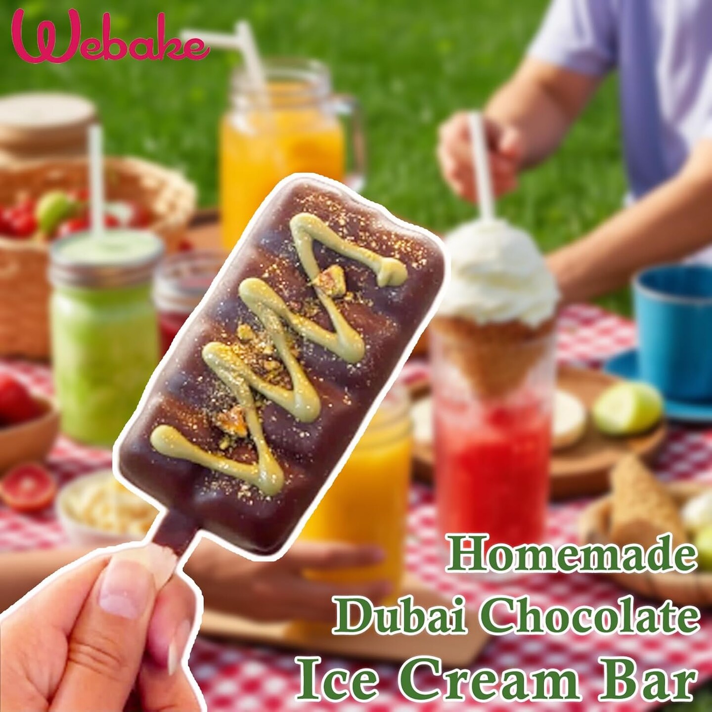 Silicone Popsicle Molds for Dubai Chocolate Ice Cream Bar, Ice Pop Mold with Popular Chocolate Bar Design for Homemade Frozen Snacks, 4 Pack Studry Plastic Lids and Sticks