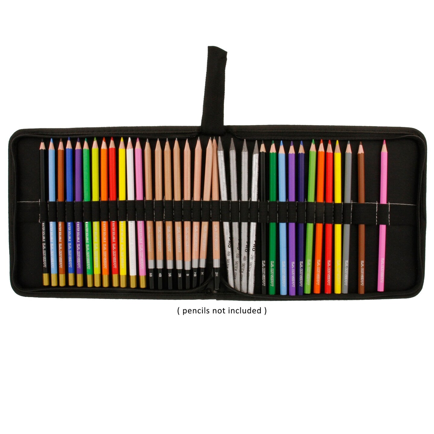 Premium Canvas Zippered Pencil Wrap Holder &#x2013; 36 Compartment Portable Storage Organizer for Artist Drawing Tools, Pens, Erasers, Flat Access, Lightweight Portable Sketch Caddy