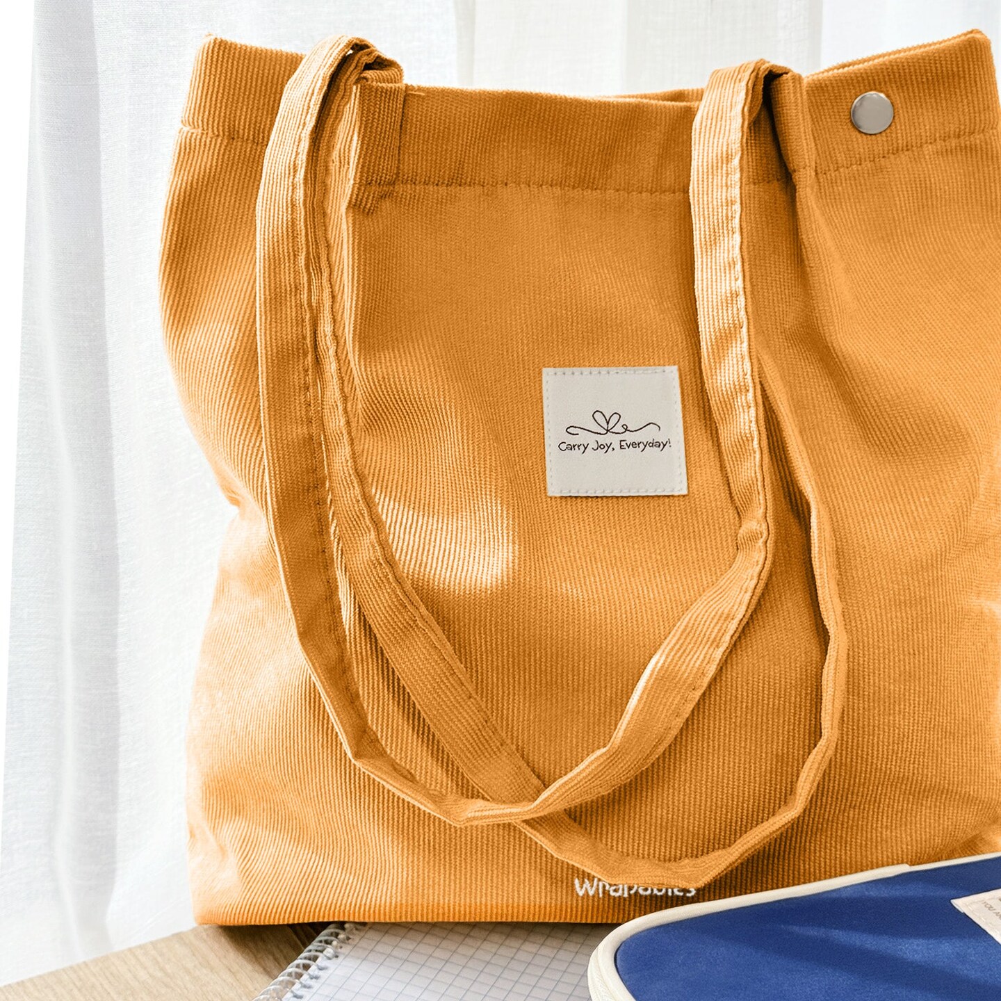 Wrapables Corduroy Tote Bag, Casual Everyday Shoulder Handbag