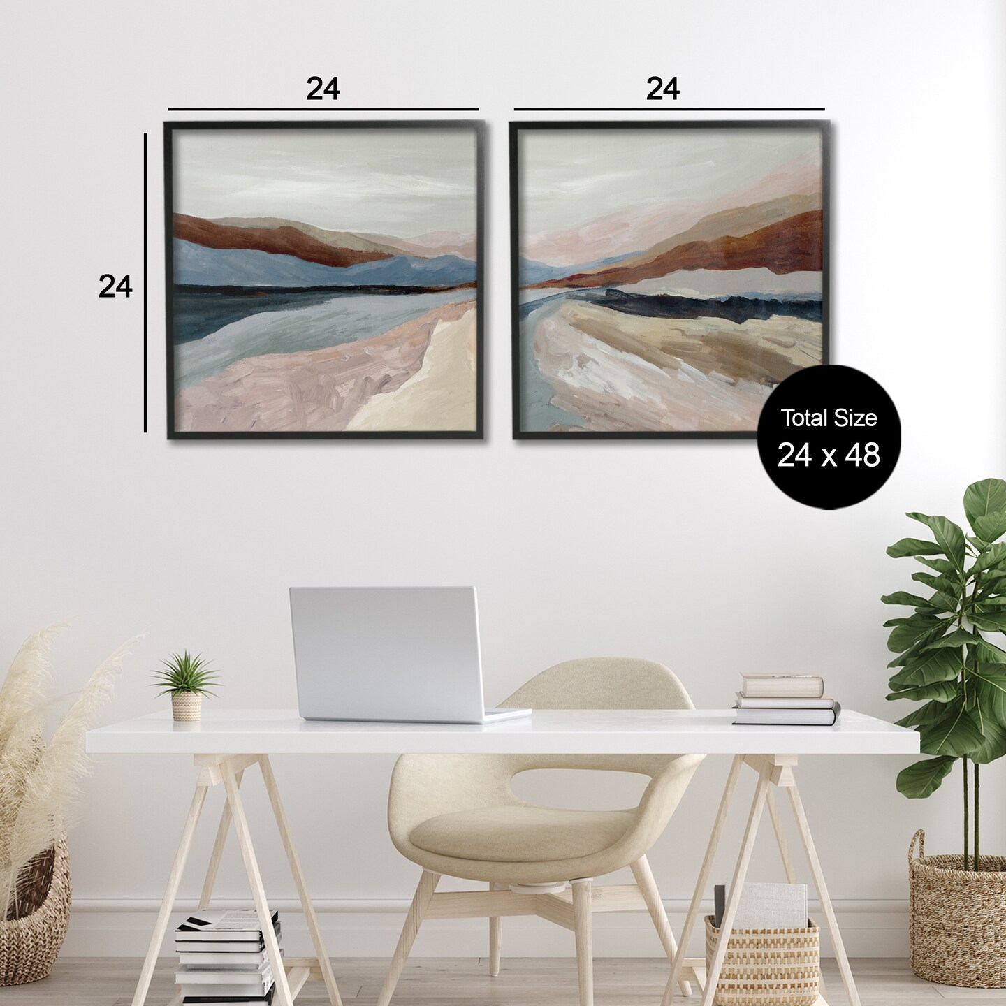 Stupell Industries Neutral Harmonious Landscapes 2pc Framed Giclee Set, design by Jacob Q