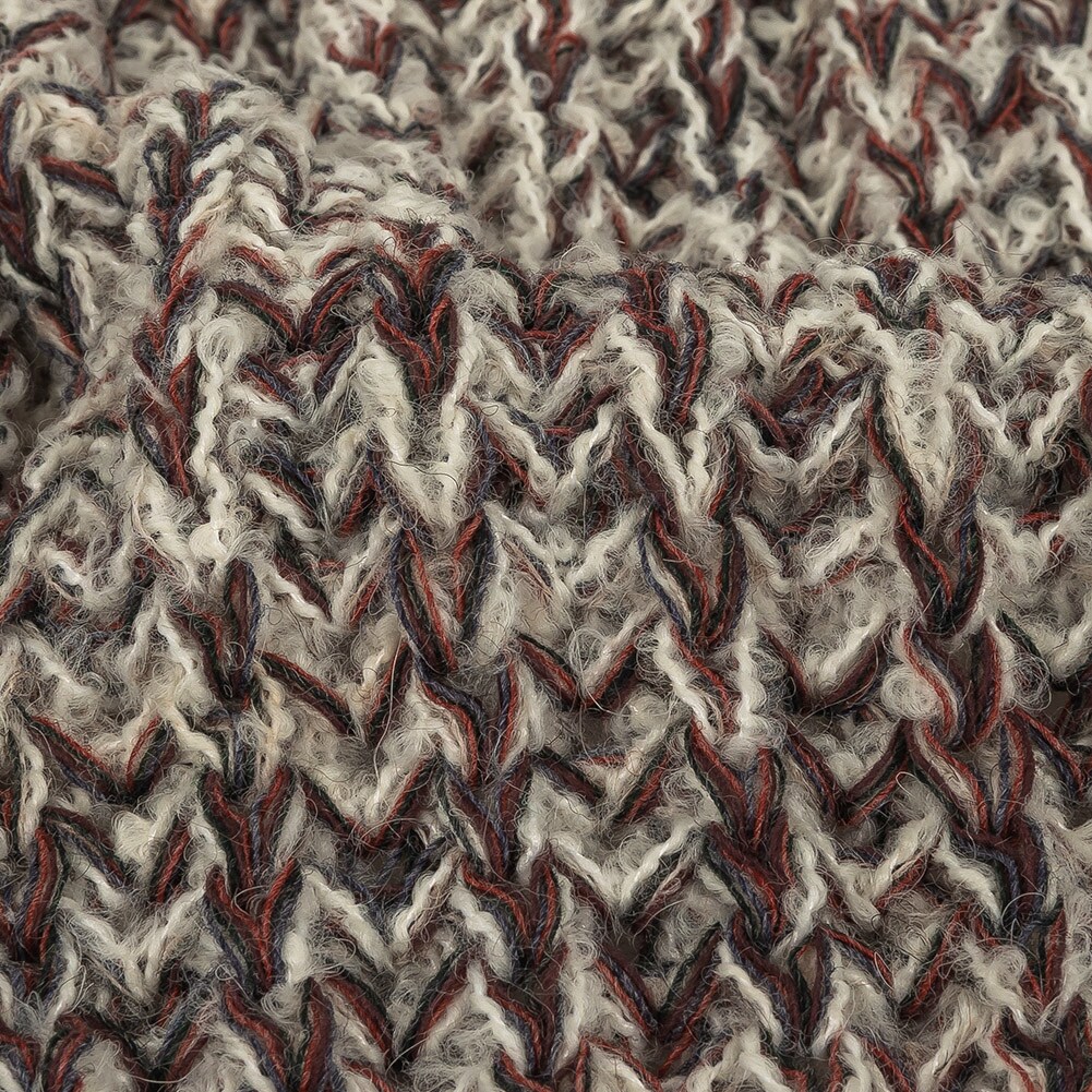 1 Yard Oxblood Red, Charcoal, and White Alyssum Chunky Boucled Wool Knit