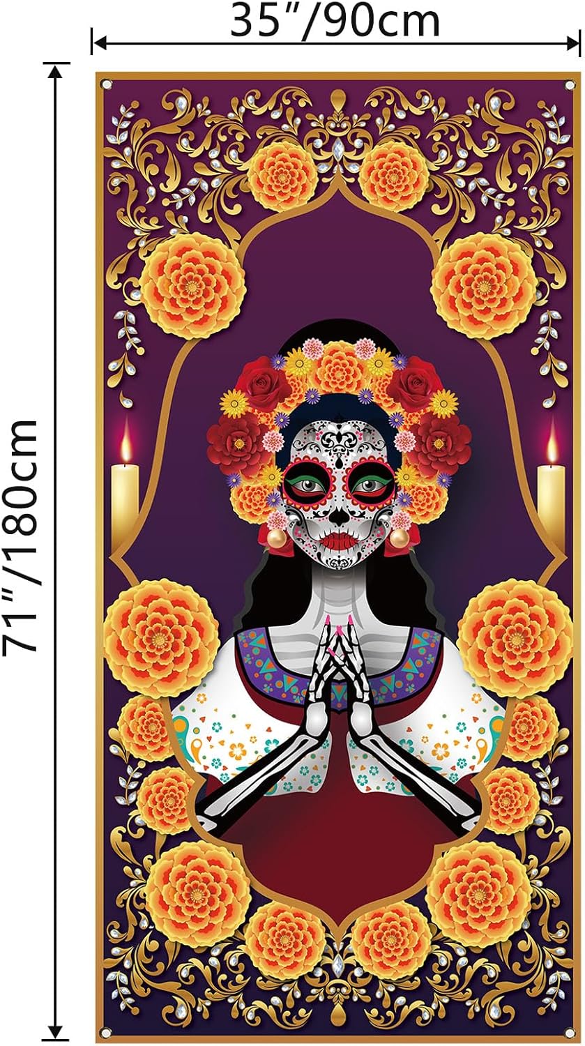 Day of The Dead Sugar Skull Door Cover