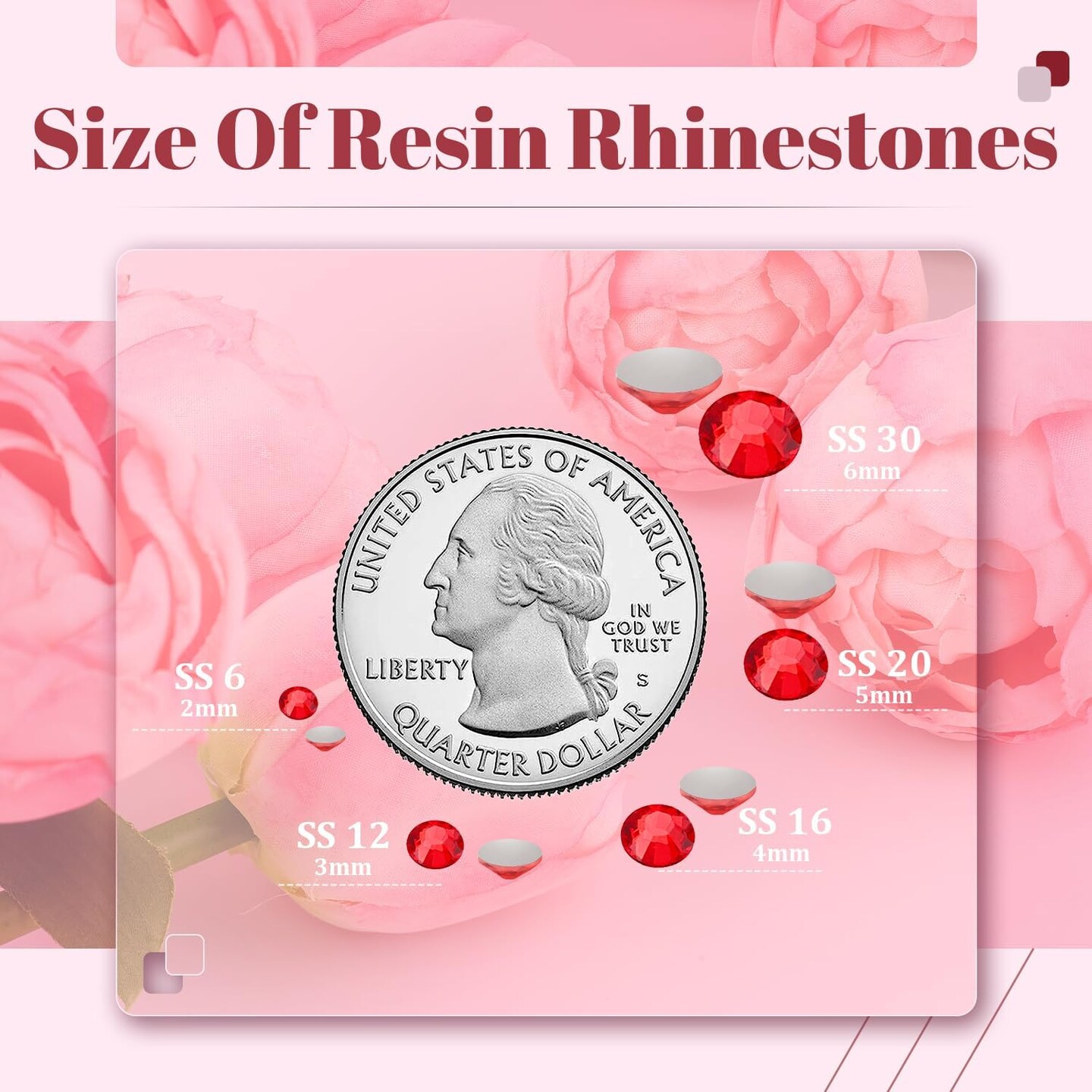 8000PCS 3mm Flatback Resin Rhinestones with Tweezers and Pen (Red)