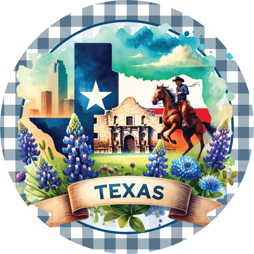 Texas Flag Alamo Bluebonnet Round Sign | Michaels