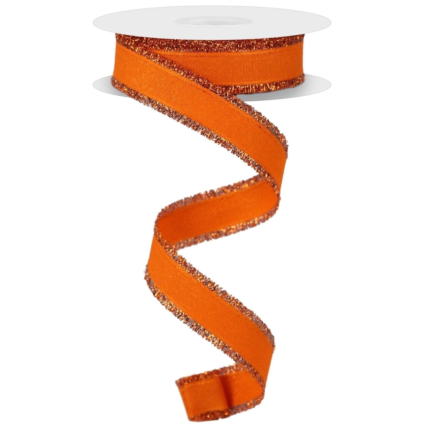 7/8&#x22; Fuzzy Edge Ribbon: Orange (10 Yards)