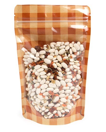 Kraft Stand Up Zipper Pouch w/ Burnt Orange Plaid 5 1/8" x 3 1/8" x 8 1/8" 25 Pack ZBGSW3OP