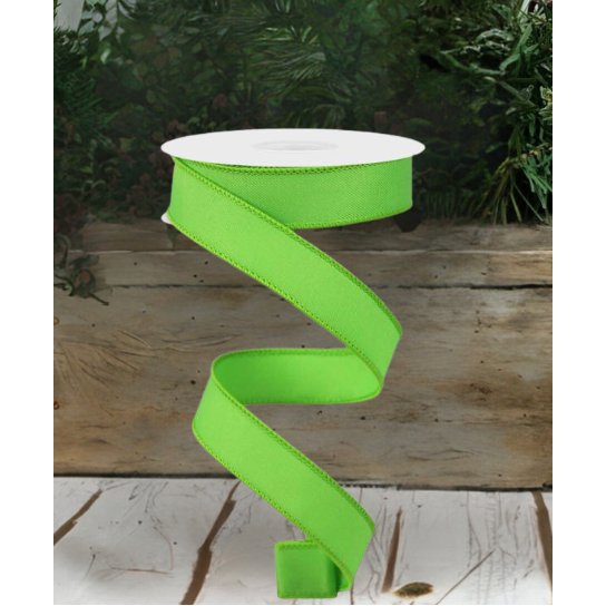 7/8&#x22; Diagonal Weave Ribbon: Lime Green  (10 Yards)