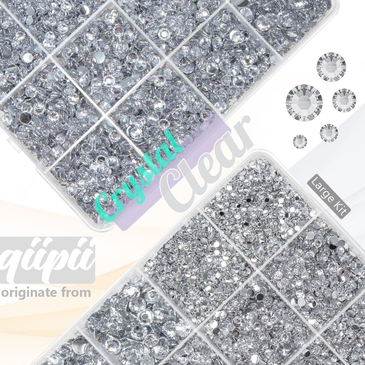 Silver Clear Flatback Resin Rhinestones with Glue - 2/3/4/5/6MM