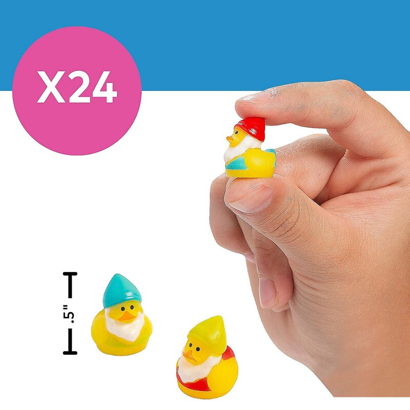 1/2&#x22; Micro Brightly Colored Gnome Rubber Ducks 24 Pieces