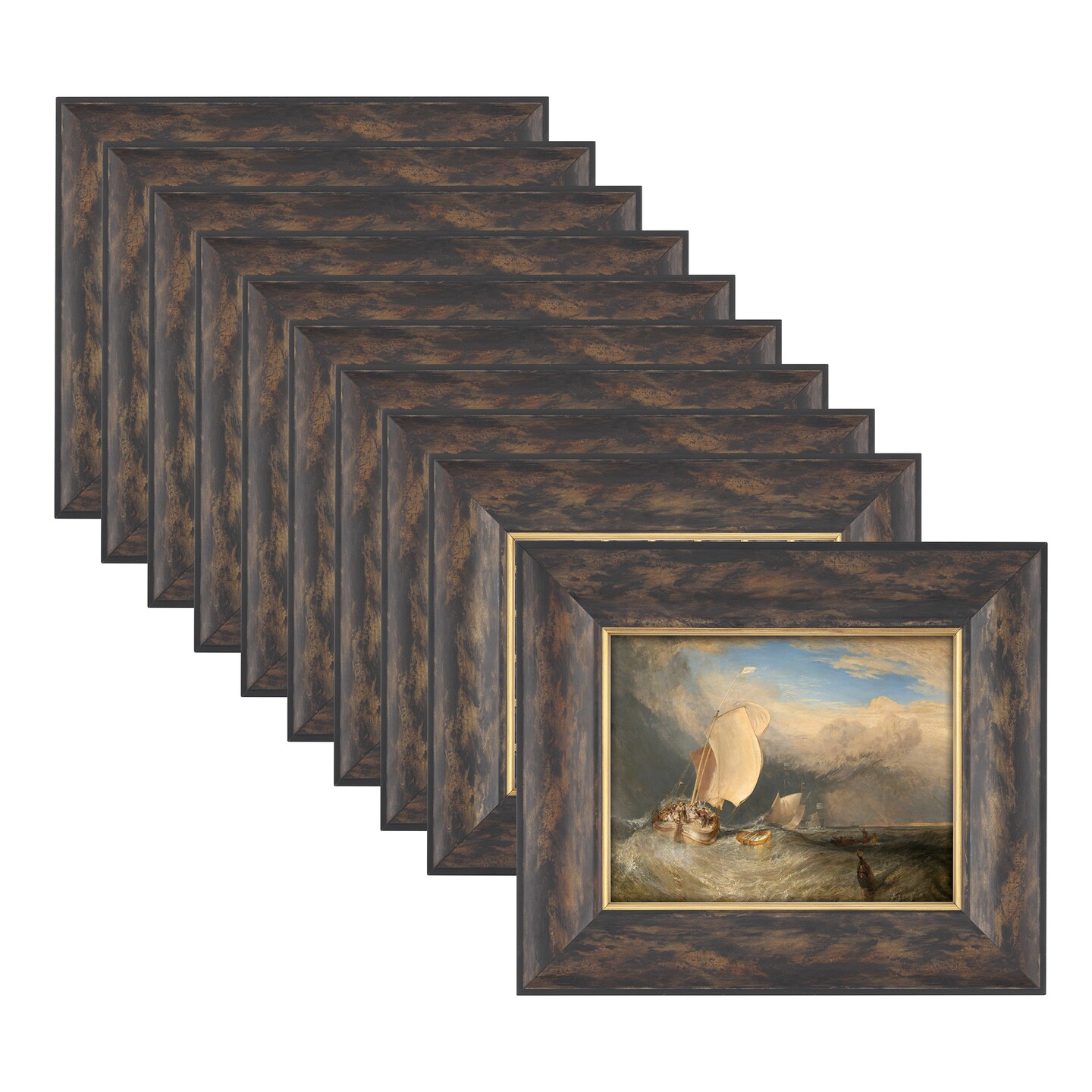 Imperial Frames Saint James Museum Collection - 10 Pack of Beautifully Hand-Finished Dark Burl/Gold Fillet Open Back Frames for Artists, Display, Canvas, & More!