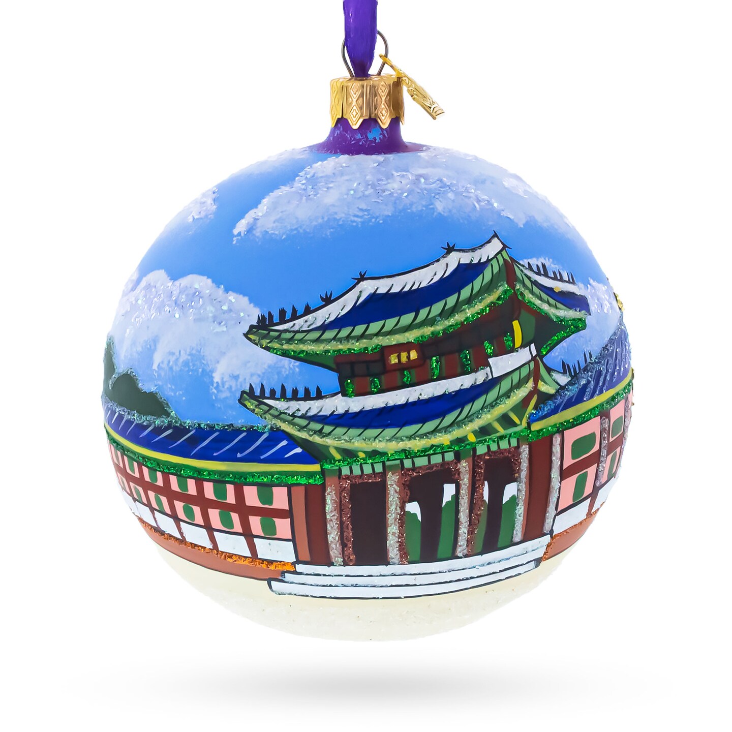 Gyeongbokgung Palace, Seoul, South Korea Glass Ball Christmas Ornament 4 Inches