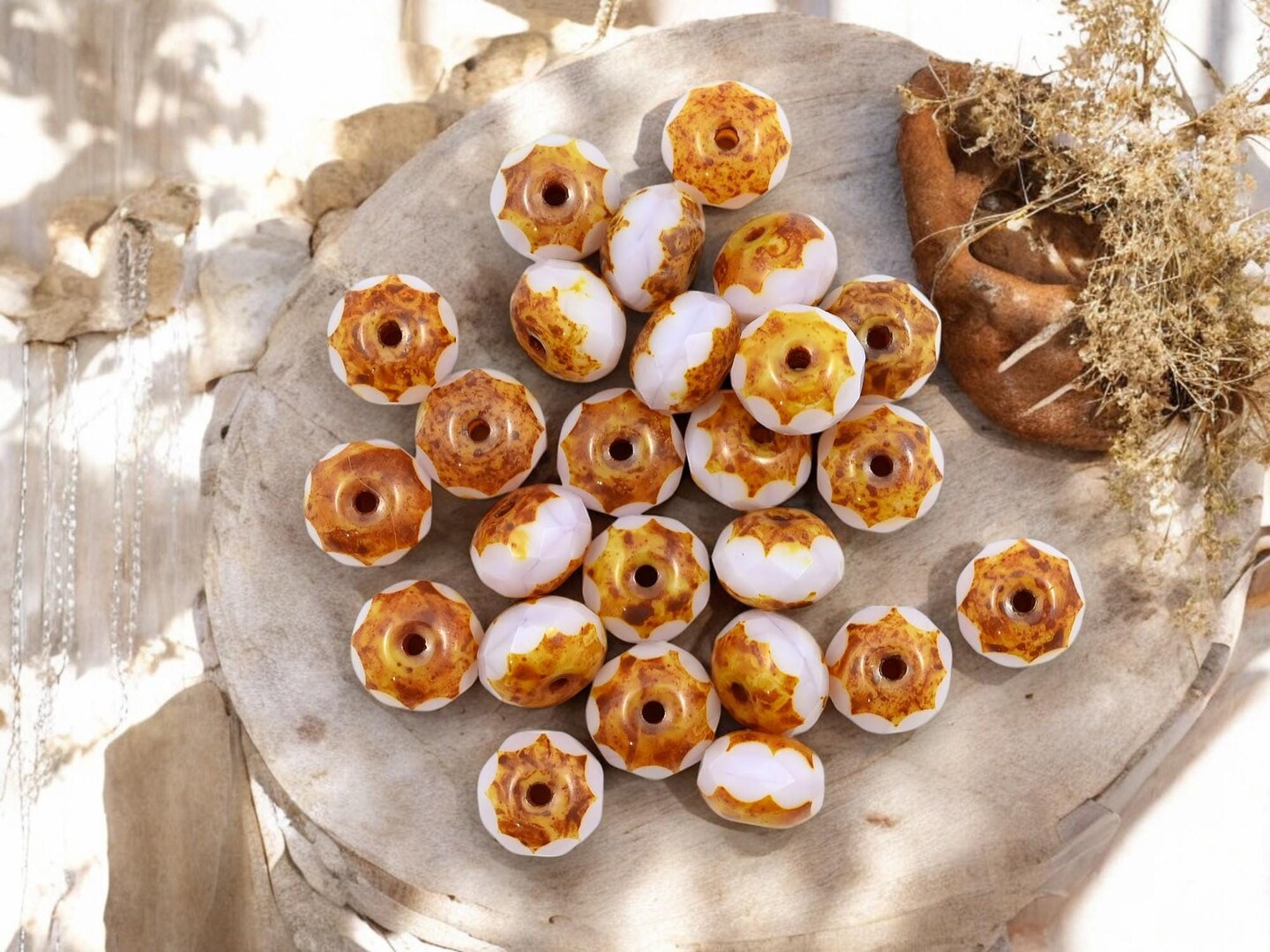 *25* 6x9mm Pale Pink Picasso Fire Polished Rondelle Beads