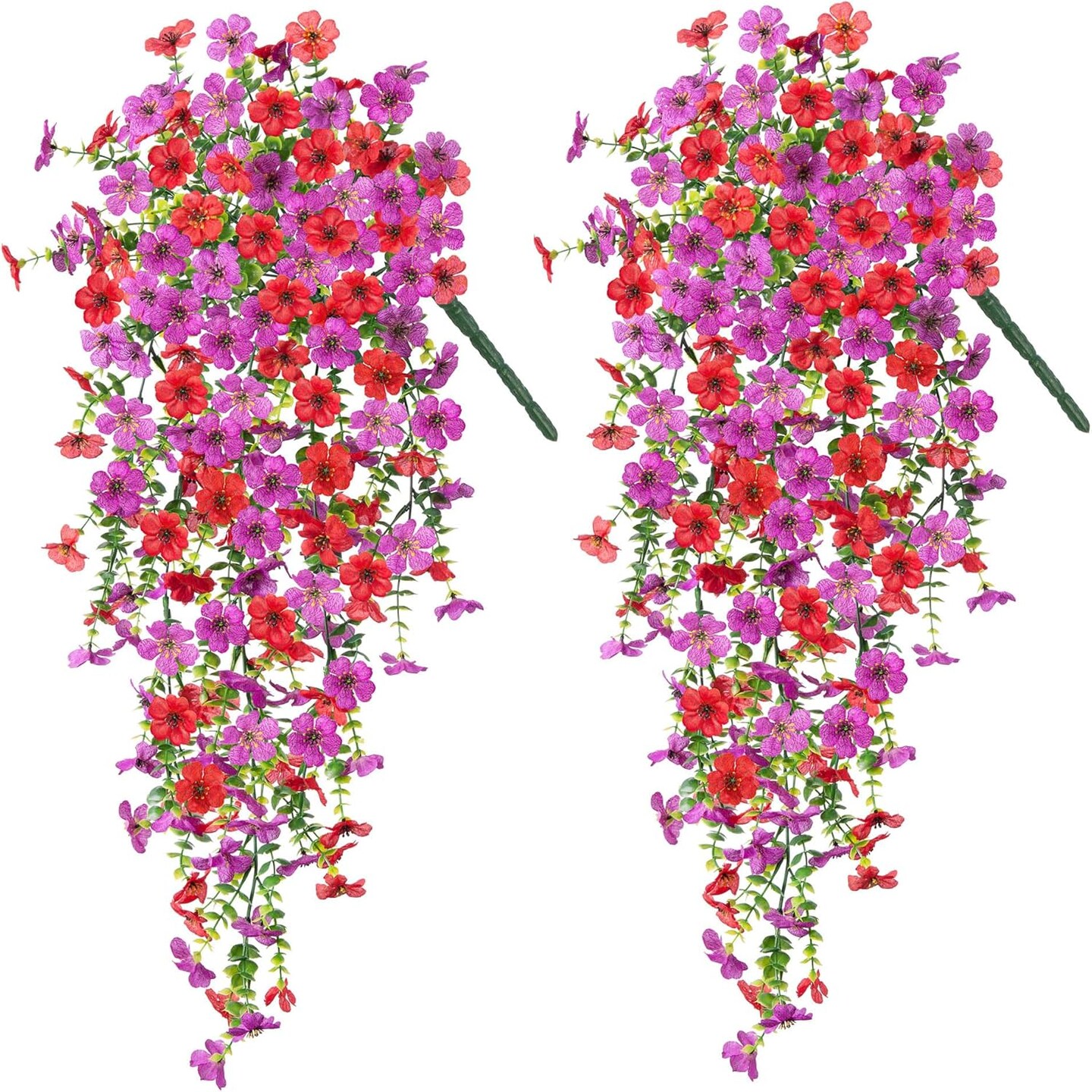 Artificial Flowers for Outdoors Home Decor, 2 Packs Faux Daisy Silk (Dred Purple)