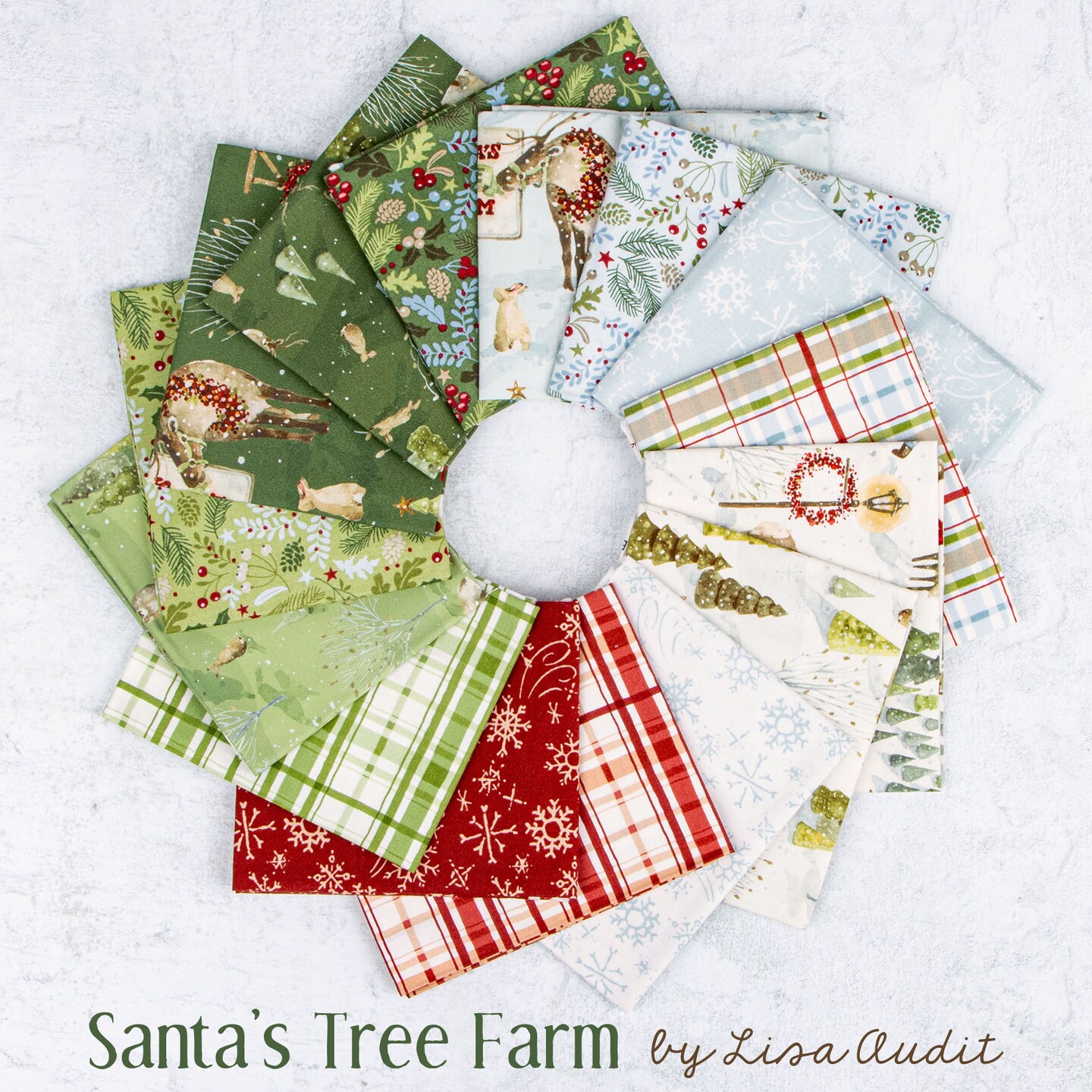 Santa&#x27;s Tree Farm 10&#x22; Square Pack (Layer Cake / 10&#x22; Stacker) by Lisa Audit for Riley Blake (10-16450-42)