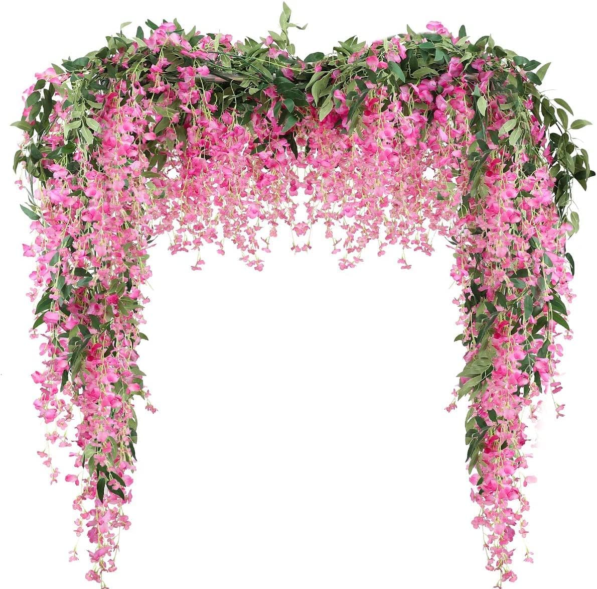 3Pcs 7.2Ft/Piece Artificial Flowers Wisteria Garland Artificial ((Light Purple))