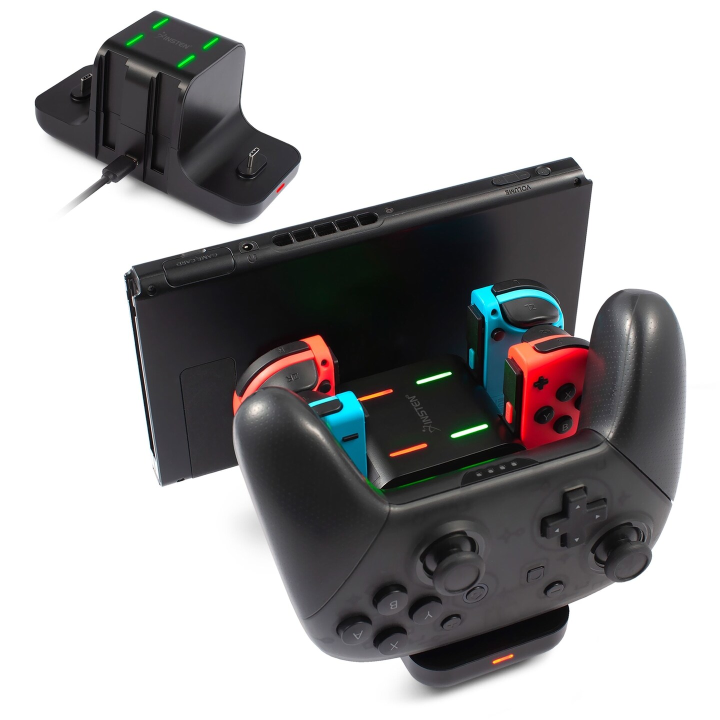 Controller Charging Dock for Nintendo Switch &#x26; OLED, 6-in-1 Charger for Joycon Pro Controller and Console Station Accessories with Type C Charging Cable