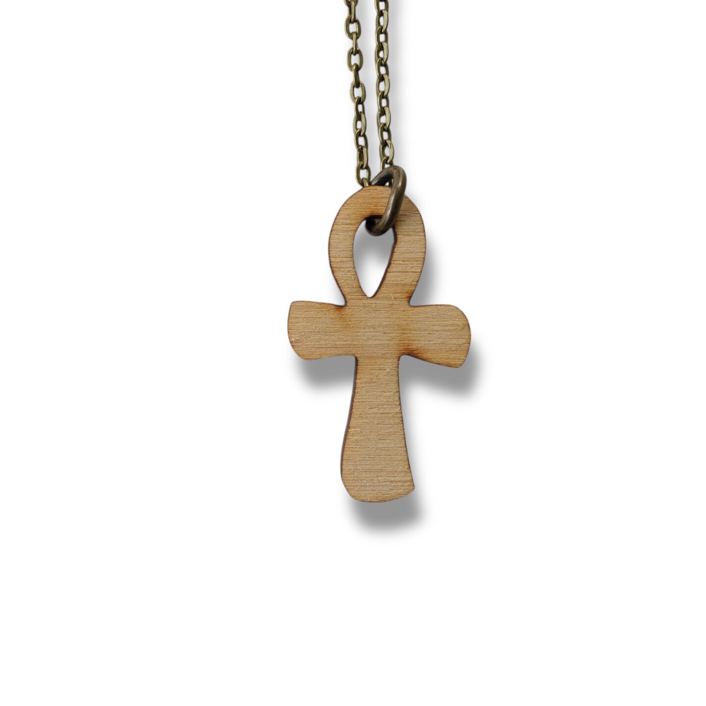 Necklace - Ankh - Key of Life Snake and Cable Link chains - Birch Wood