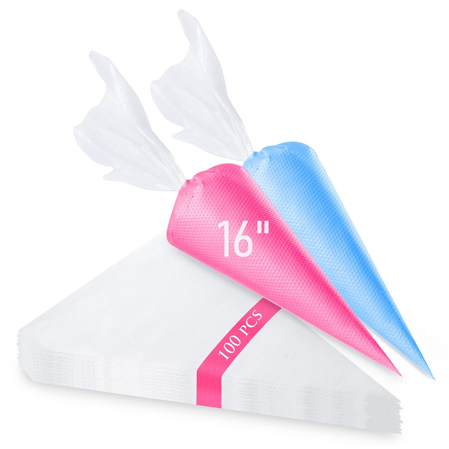 Piping Bags 100PCS &#x26; 16 Inches Tipless Piping Bags, Extra Thick Pastry Bags Disposable, Non-Slip Icing Piping Bags Disposable Design, Cake Decoration.