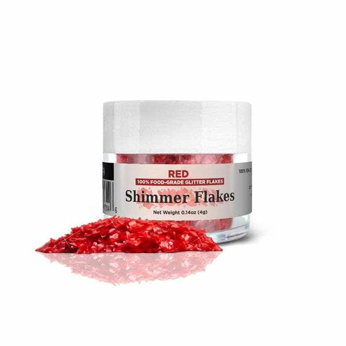 Red Edible Shimmer Flakes 4 Gram Jar