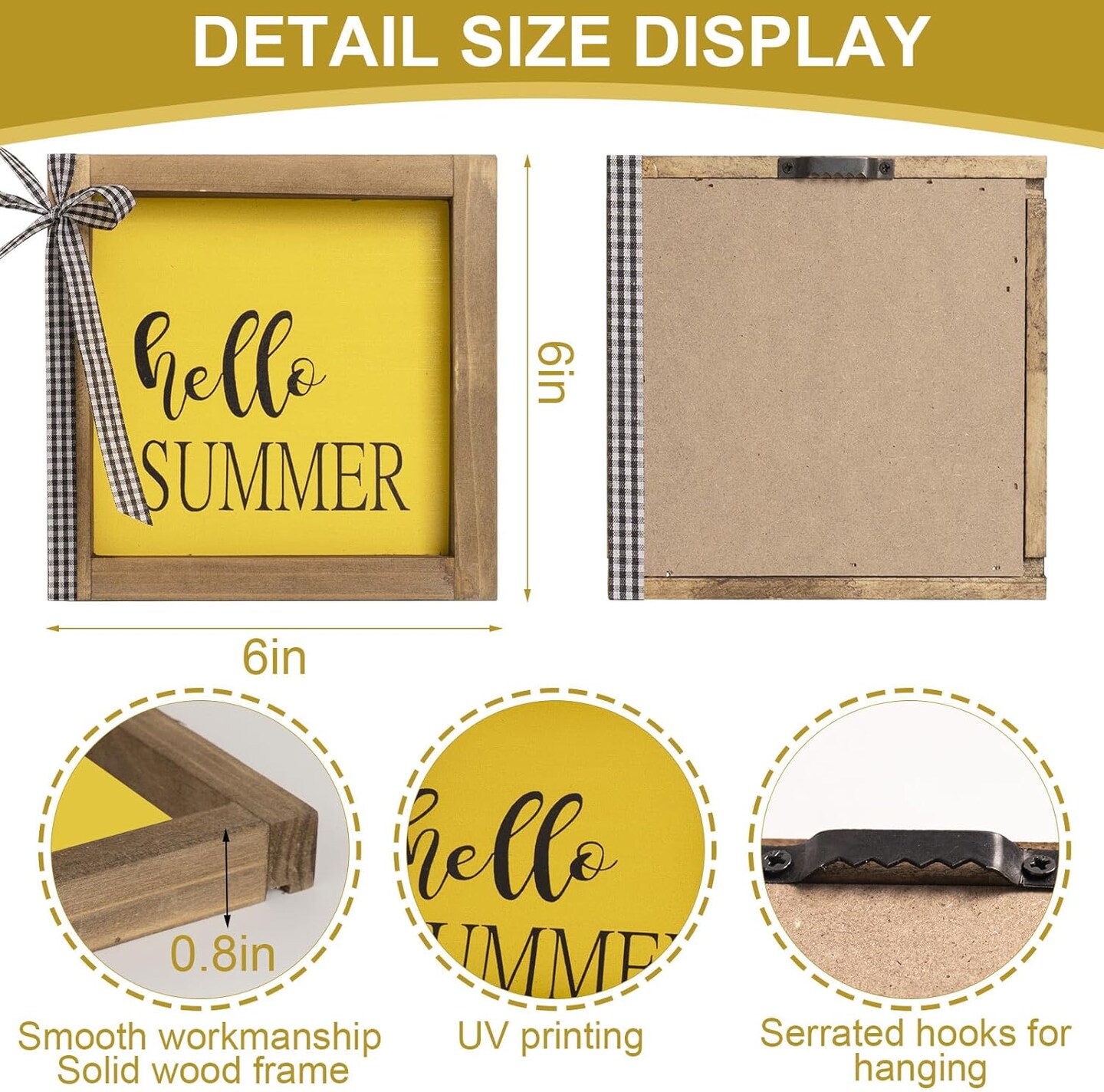 Hello Summer Tabletop Decor Office Farmhouse Table Mantel Wood Wall Decor